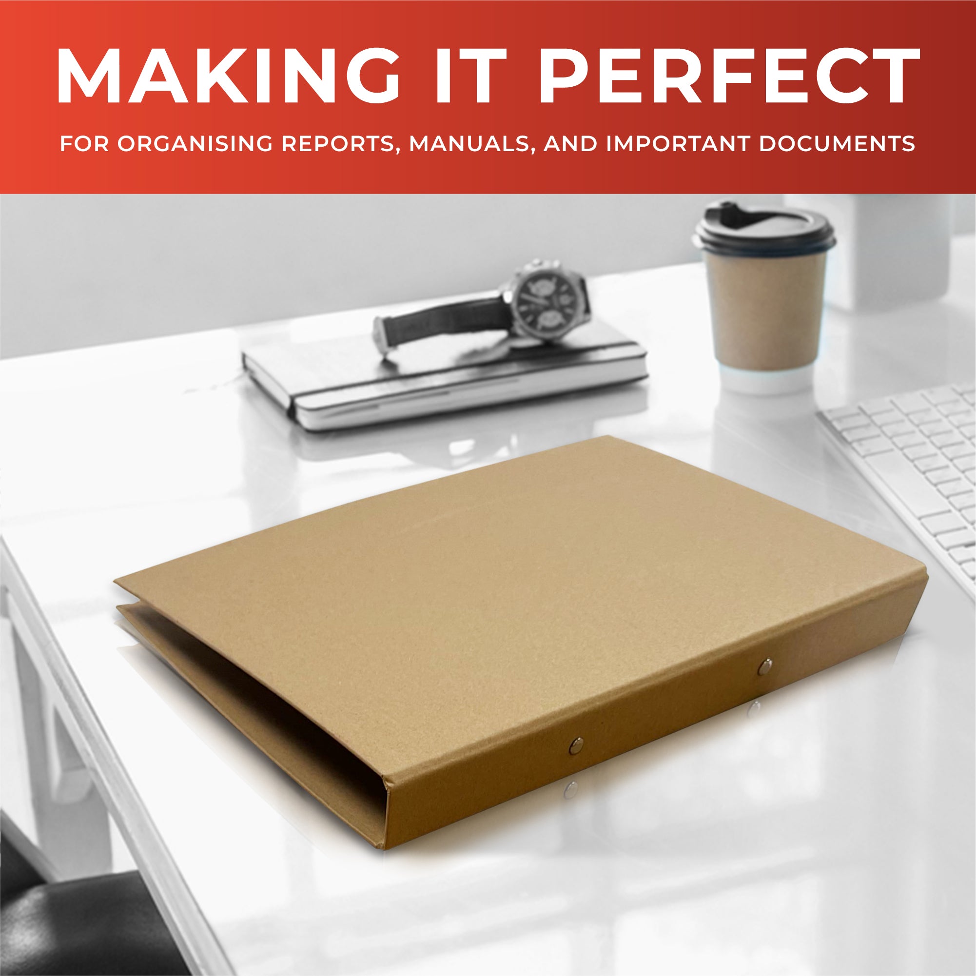 A4 Kraft Paperboard Ring Binder 2-O Ring – Choice Wholesale