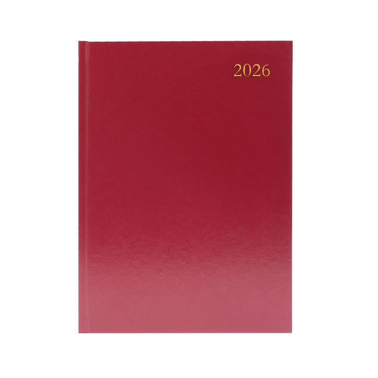 Janrax 2026 A4 Day Per Page Burgundy Appointments Diary