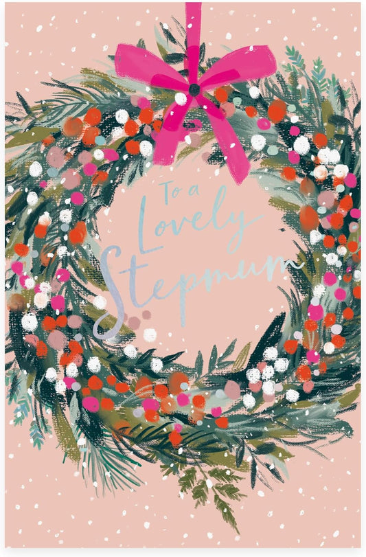 Wreath Design Stepmum Christmas Card