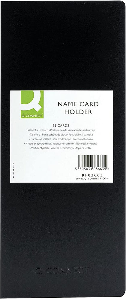 Q-Connect 96 Cards Polypropylene Black Name Business Card Holder