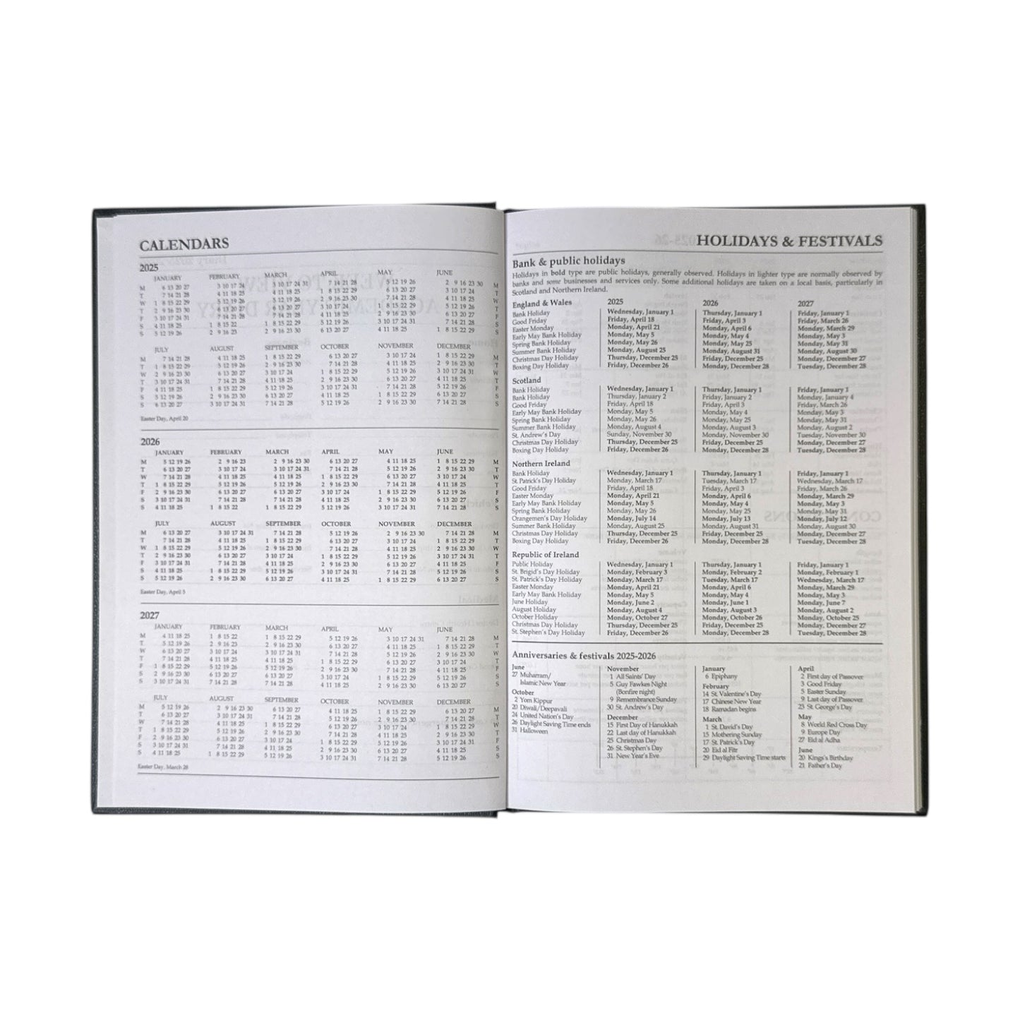 Janrax 2025-2026 A5 Day Per Page Blue Academic Diary