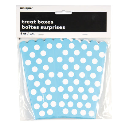 Pack of 8 Powder Blue Dots Treat Boxes