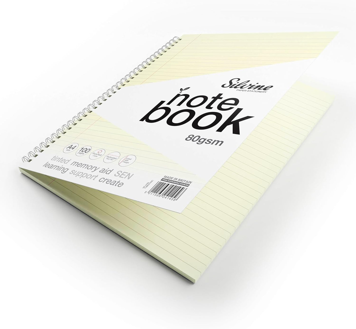 Pack of 3 A4+ 100 Pages Twin Wire SEN Cream Paper Dyslexia Notebooks - Lined with Margin