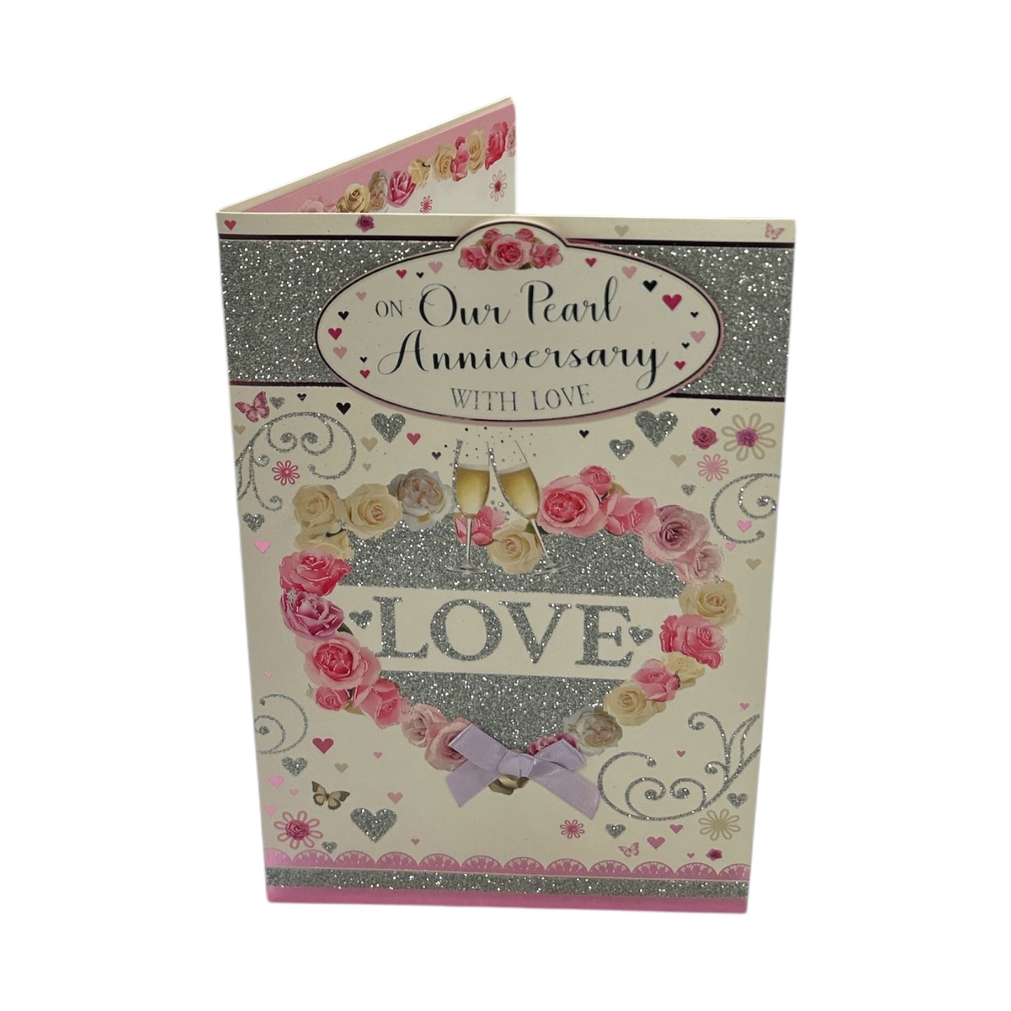 On Our Pearl Anniversary Neutral Traditional Floral Heart Card