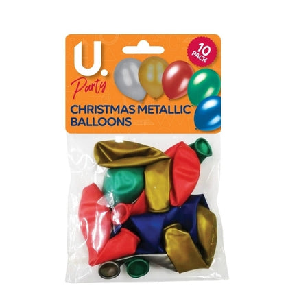 Pack of 10 Christmas Metallic Balloons