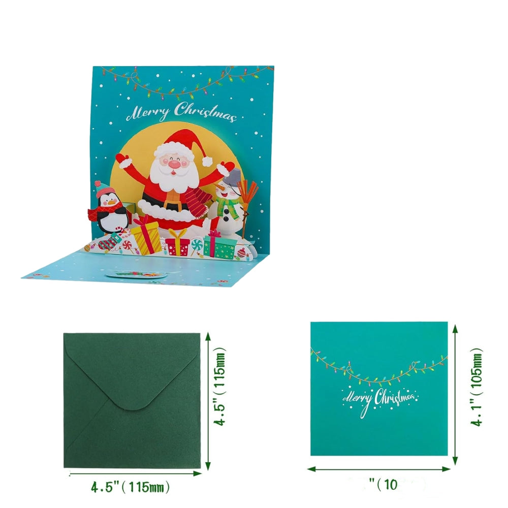 Santa & Friends Merry Moments Green 3D Pop Up Christmas Card
