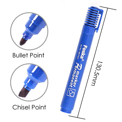 Pack of 12 Blue Bullet Point Tip Permanent Markers