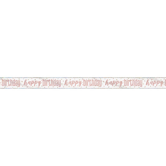 9ft Glitz Rose Gold Foil Banner "Happy Birthday"