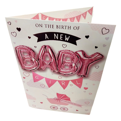 On The Birth of a New Baby Girl Balloon Boutique Greeting Card