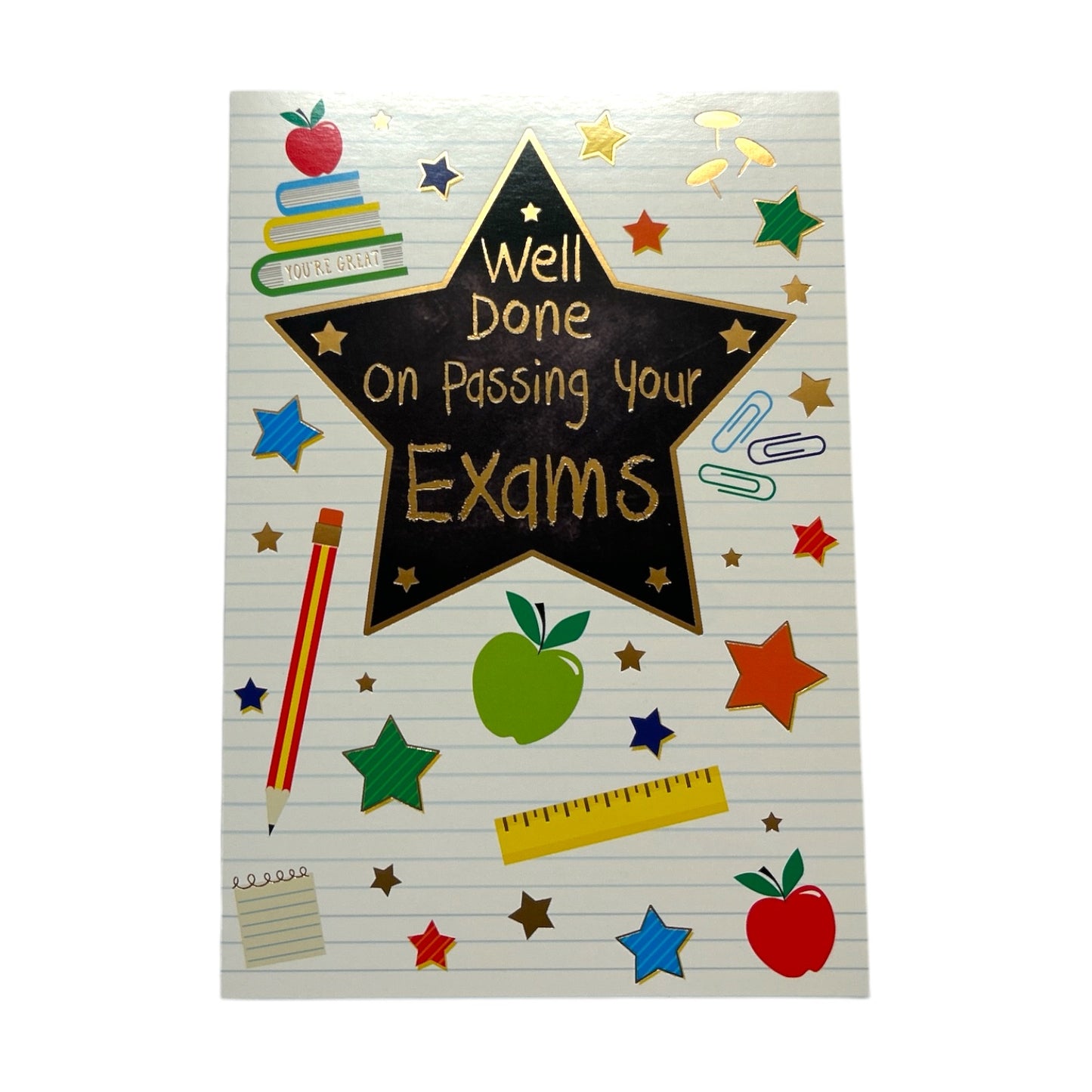Well Done On Passing Your Exams Multi Stars Foil Finished Design Congratulations Card