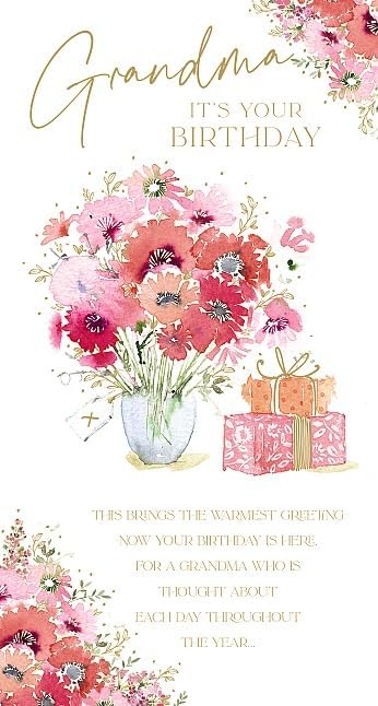Watercolour Flowers Grandma Birthday Card
