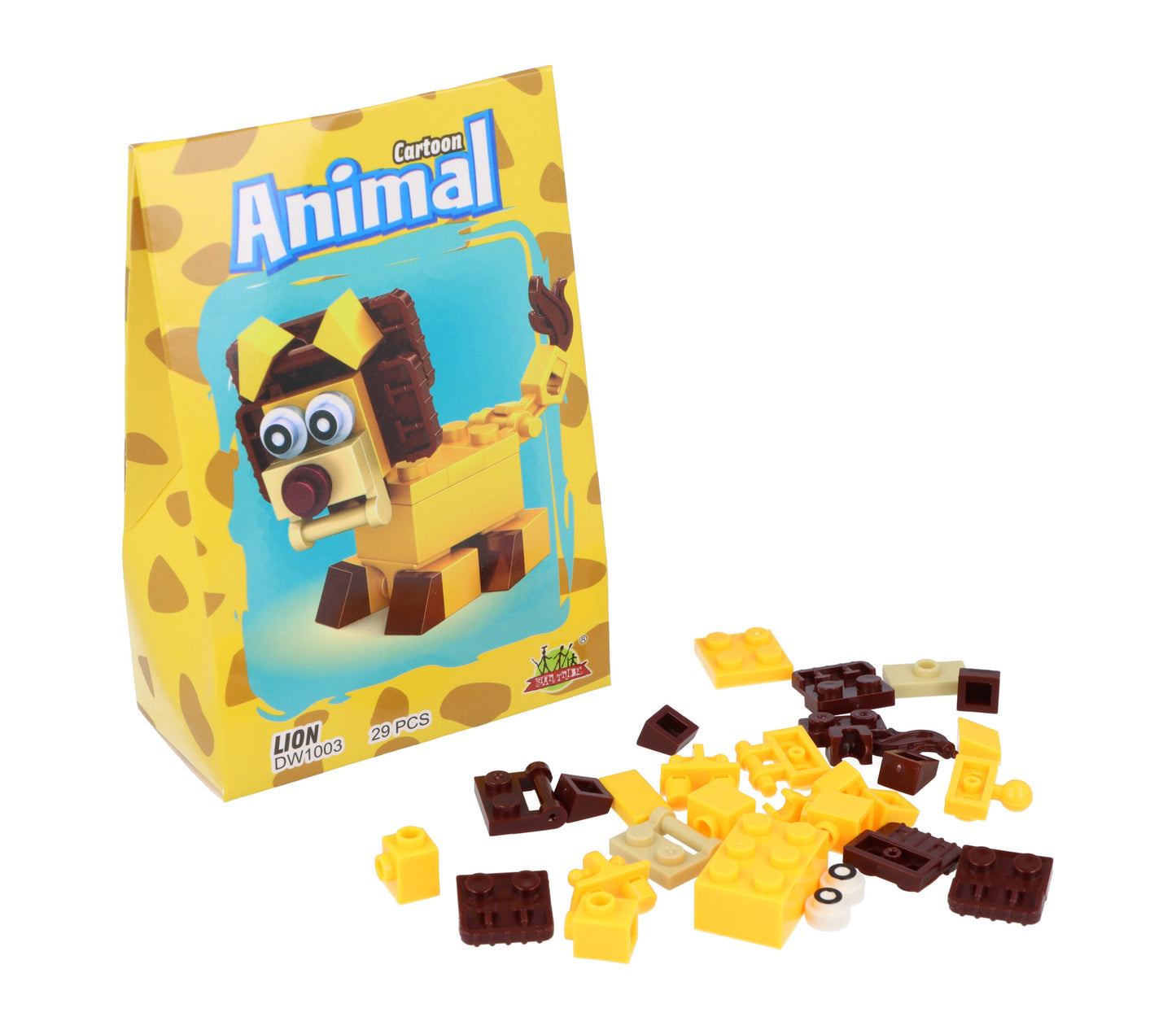 Pack of 12 Jungle Animal Lego Block Kits - Mini Bricks Set Construction Toy Birthday Favours Loot Bag Fillers