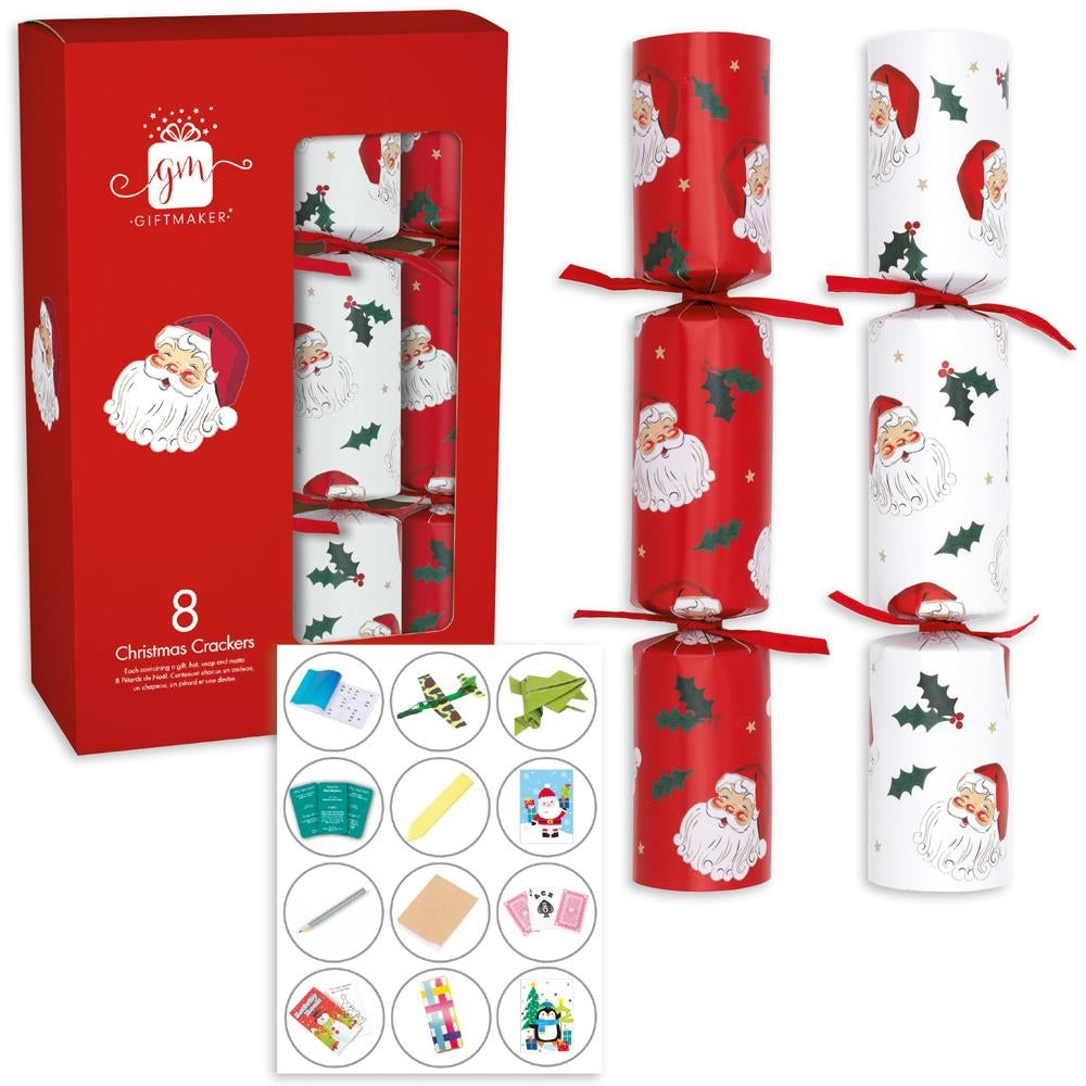 Pack of 8 Traditional Santa Christmas Dinner Crackers