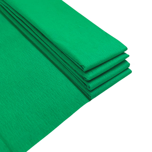 Pack of 5 Green Crepe Paper Sheets 50cm x 2m 17GSM 35% Stretch Craft Paper