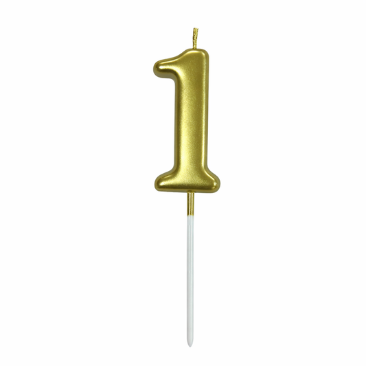 1 Number Gold Candle For Birthday Party - Cake Topper for Kids & Adults