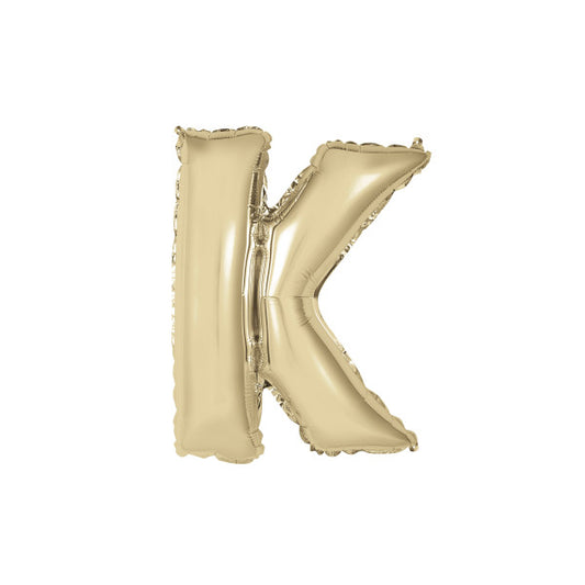 Gold Letter K Shaped Foil Balloon 14"