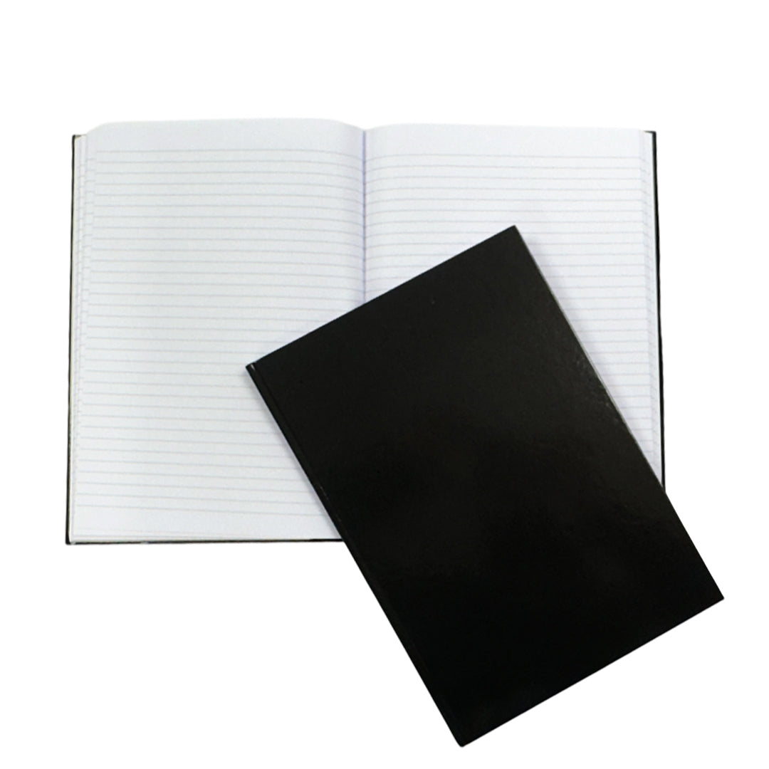 A4 160 Pages 8mm Ruled Charcoal Black Casebound Notebook