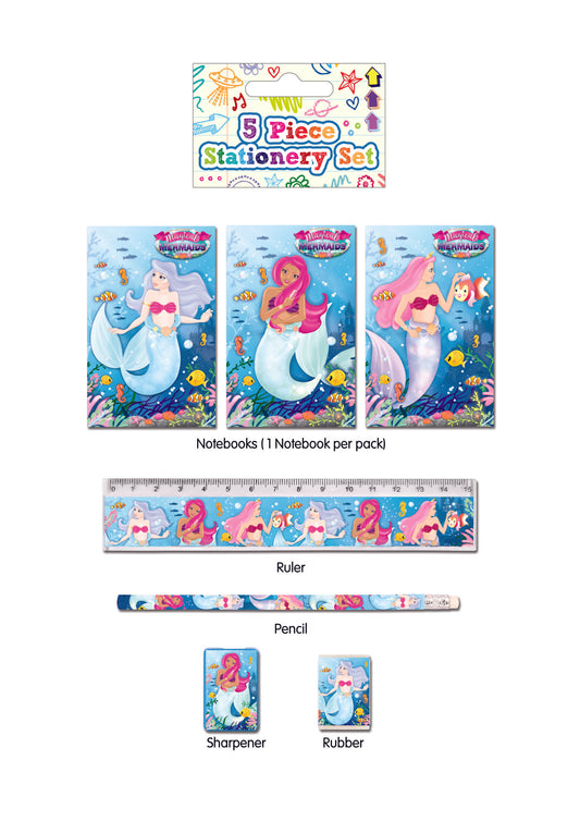 Pack of 24 Mermaid Design 5 Piece Stationery Sets