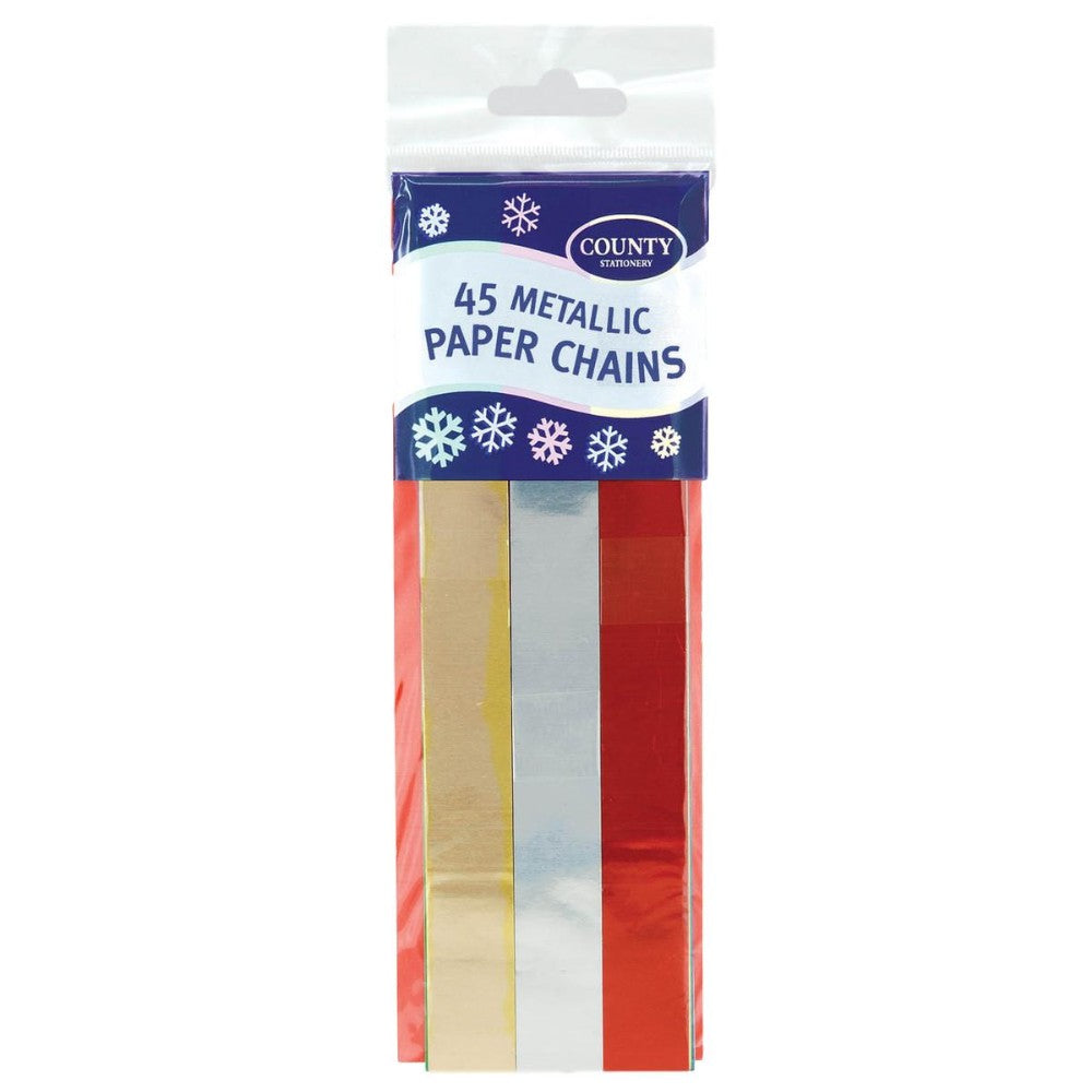 Pack of 45 Christmas Metallic Paper Chains Decoration– Choice Wholesale
