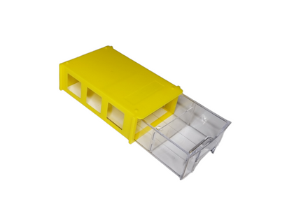 Yellow Stackable Plastic Storage Drawers L150xW92xH44mm with Removable Compartments