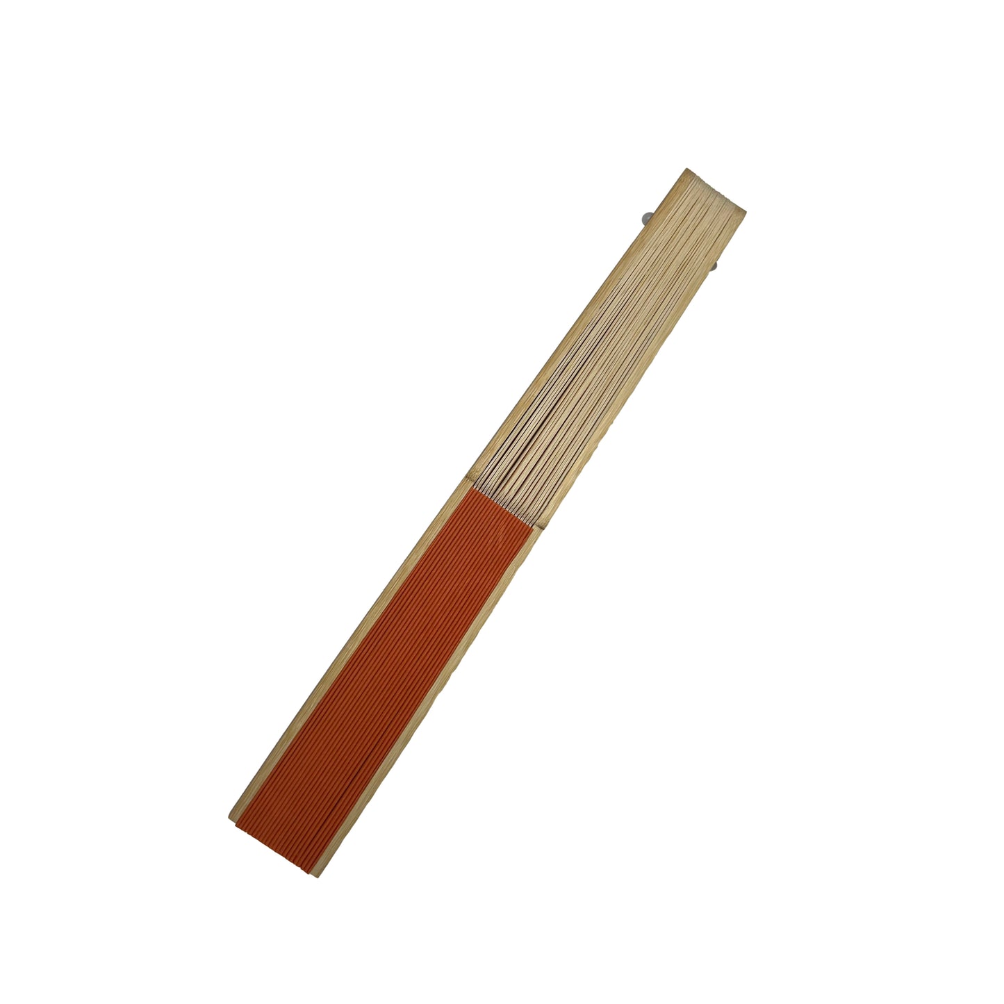 Orange Paper Foldable Hand Held Bamboo Wooden Fan by Parev