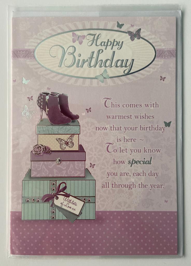 Soft Whispers Happy Birthday Card Shoes Box