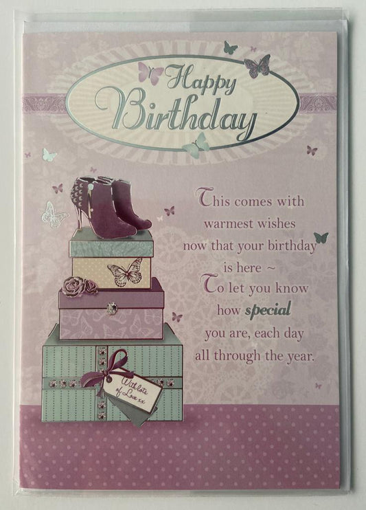 Soft Whispers Happy Birthday Card Shoes Box