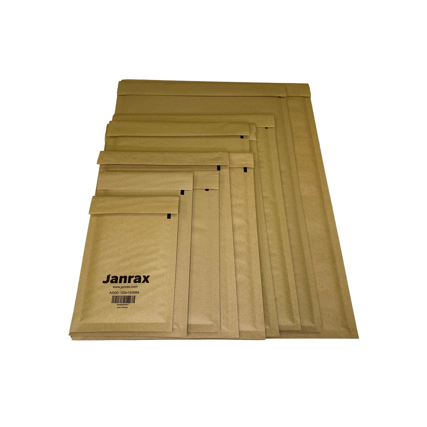 Pack of 200 Bubble Lined Size 00/B Padded Brown Postal Envelopes by Janrax
