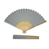 Light Grey Paper Foldable Hand Held Bamboo Wooden Fan by Parev