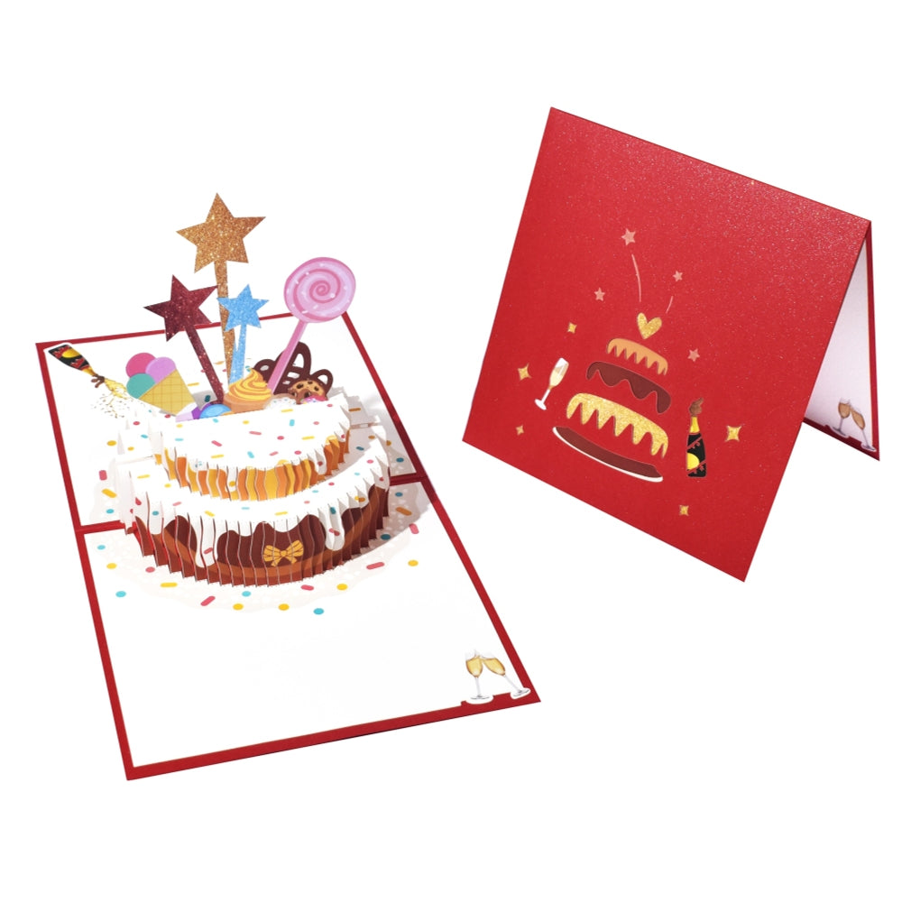Red Cake and Sprinkles Design 3D Pop Up Birthday Card