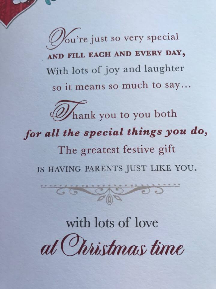 Lovely Verse Gold Glitter & Foil Quality Both Of You Christmas New Card - MUM & DAD 