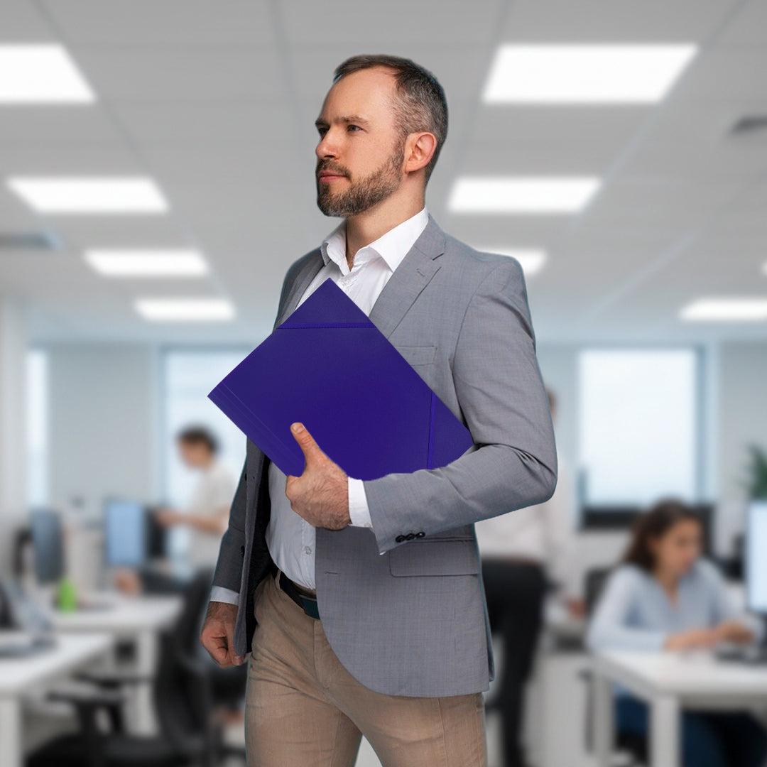 Pack of 12 A4 Black 3 Flap Folders with Elasticated Closure