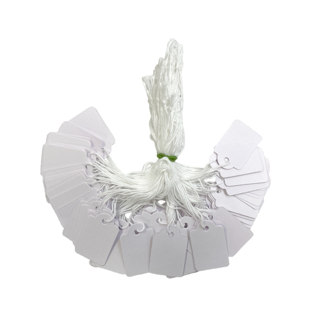 Pack of 100 Medium White Strung Tags 25 x 39mm– Choice Wholesale