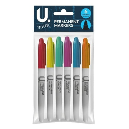 Pack of 6 Assorted Permanent Markers