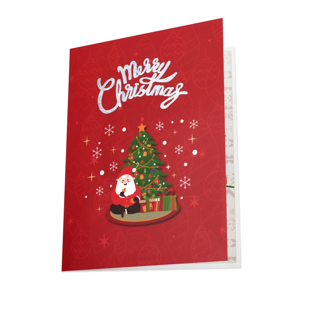 Festive Scene Xmas Tree and Santa Claus 3D Pop Up Christmas Card