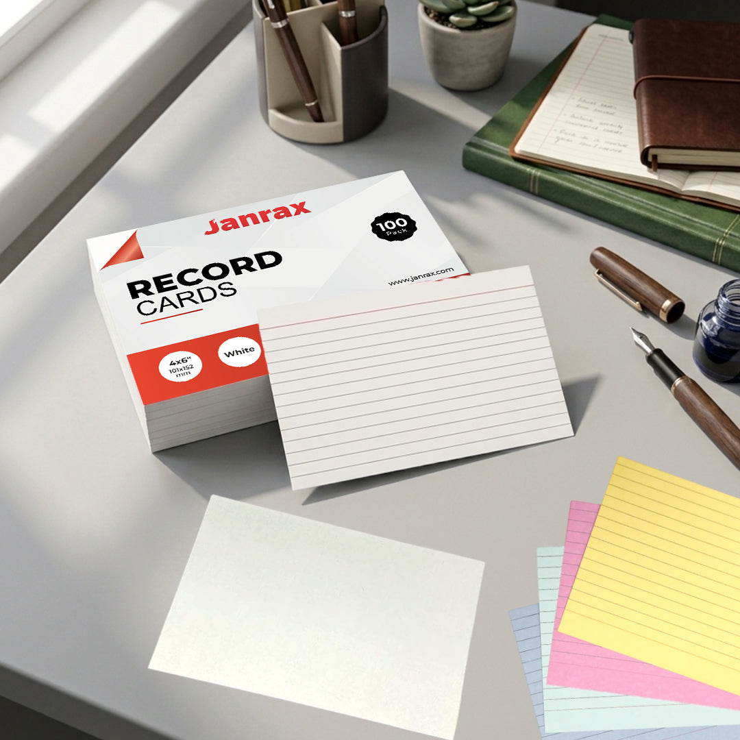 Pack of 600 Assorted Colour Ruled 8x5" Record Cards – Lined Study Index Cards for Notes, Revision