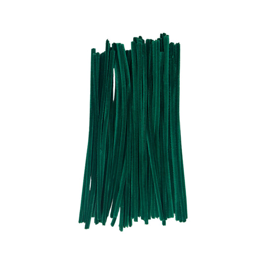 Pack of 50 Dark Green Coloured Pipe Cleaners 30cm x 6mm Craft Chenille Stems