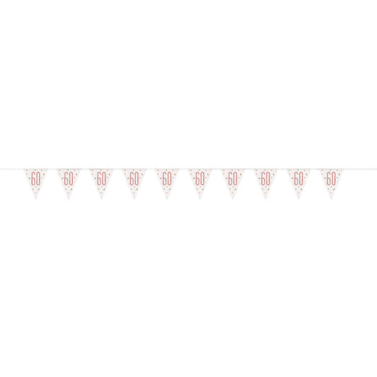 9ft Glitz Rose Gold Prismatic Plastic Number 60 Flag Banner