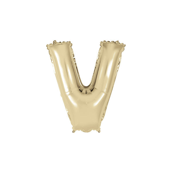 Gold Letter V Shaped Foil Balloon 14"
