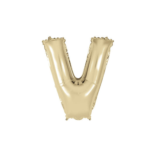 Gold Letter V Shaped Foil Balloon 14"