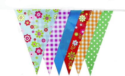 Multi Coloured and Design Shabby Chic Vintage Print Bunting 10m with 20 Pennants