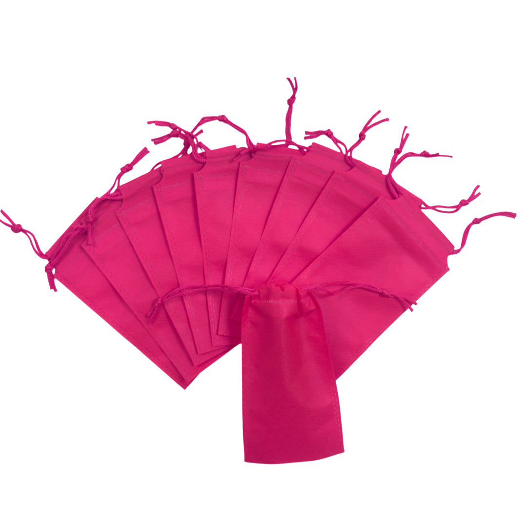Pack of 100 Pink Coloured 19x10cm Non-Woven Drawstring Bags