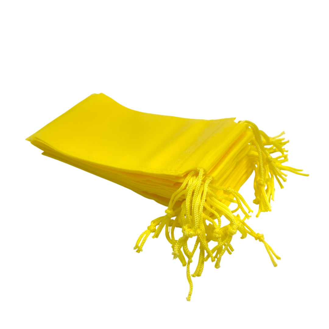 Pack of 100 Yellow Coloured 19x10cm Non-Woven Drawstring Bags