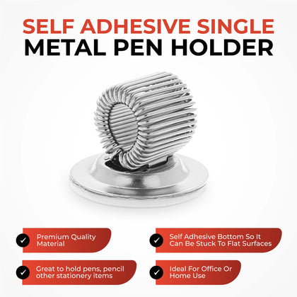 Self Adhesive Single Metal Clip Pen Holder