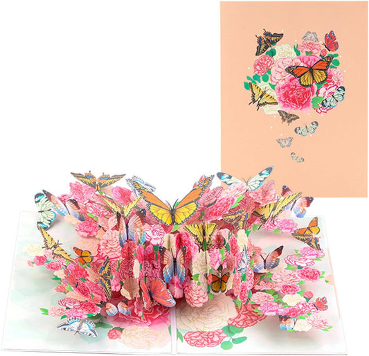 Floral Harmony Butterfly 3D Pop Up Greeting Card