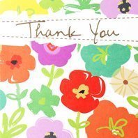 Pack of 6 Bright Colour Flowers Thank You Cards & Envelopes