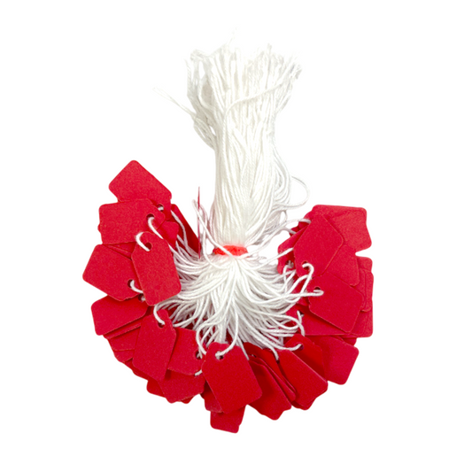 Pack of 1200 Small Red Strung Tags 13 x 20mm