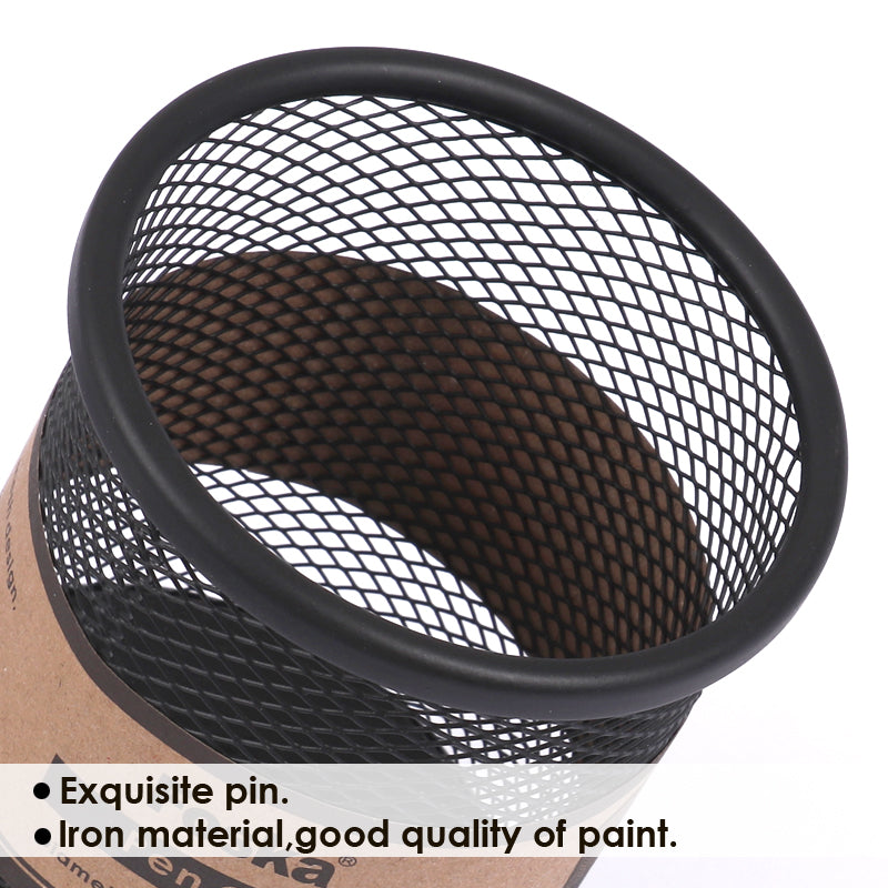 Black Wire Mesh Desk Pen Pot 9 x 10cm
