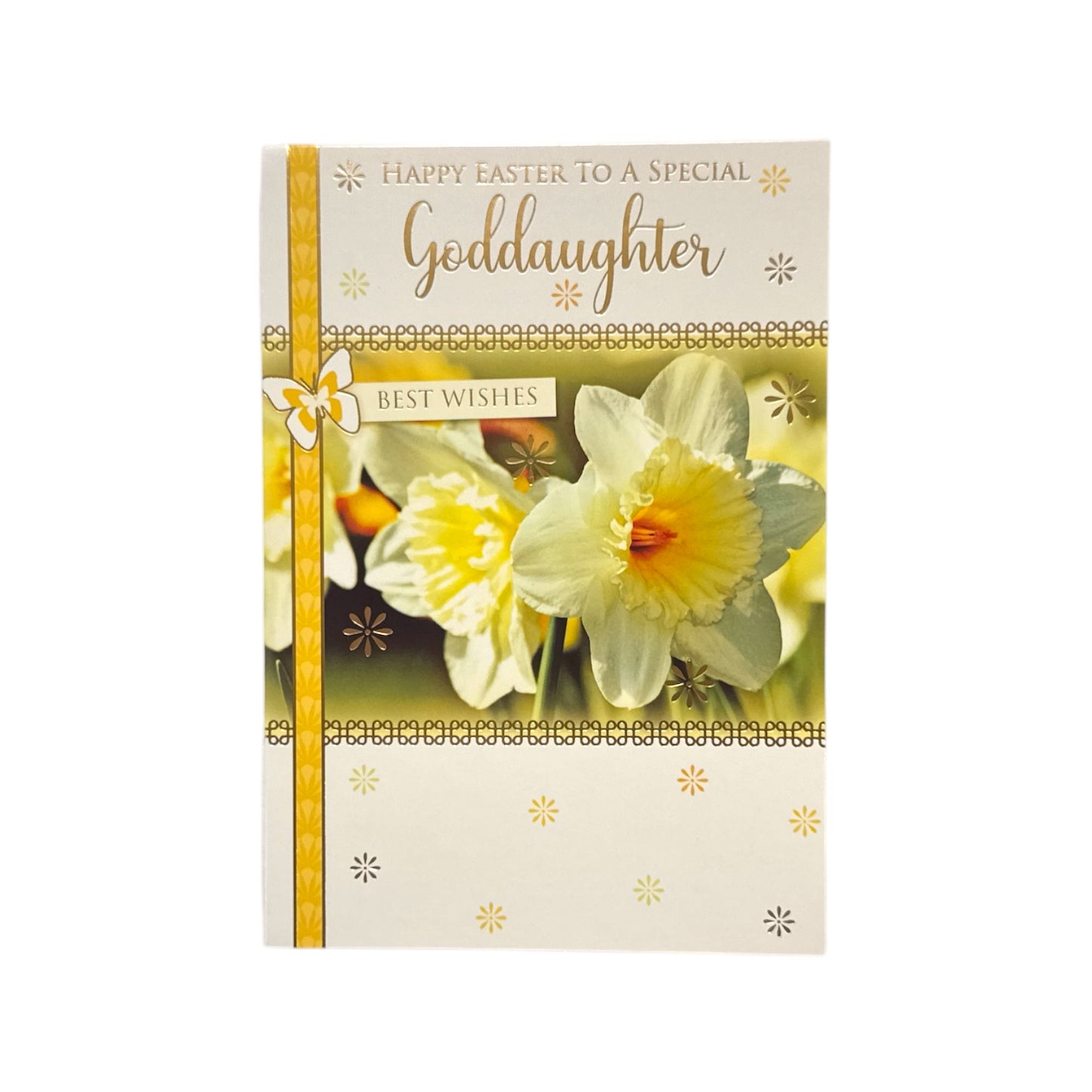 To A Special Goddaughter White Daffodil Flowers Design Easter Card