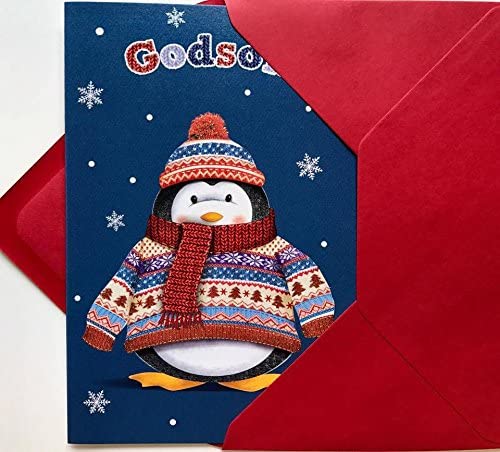 GODSON , Fun & Laughter and Nice Surprise Cute Christmas Greeting Card 